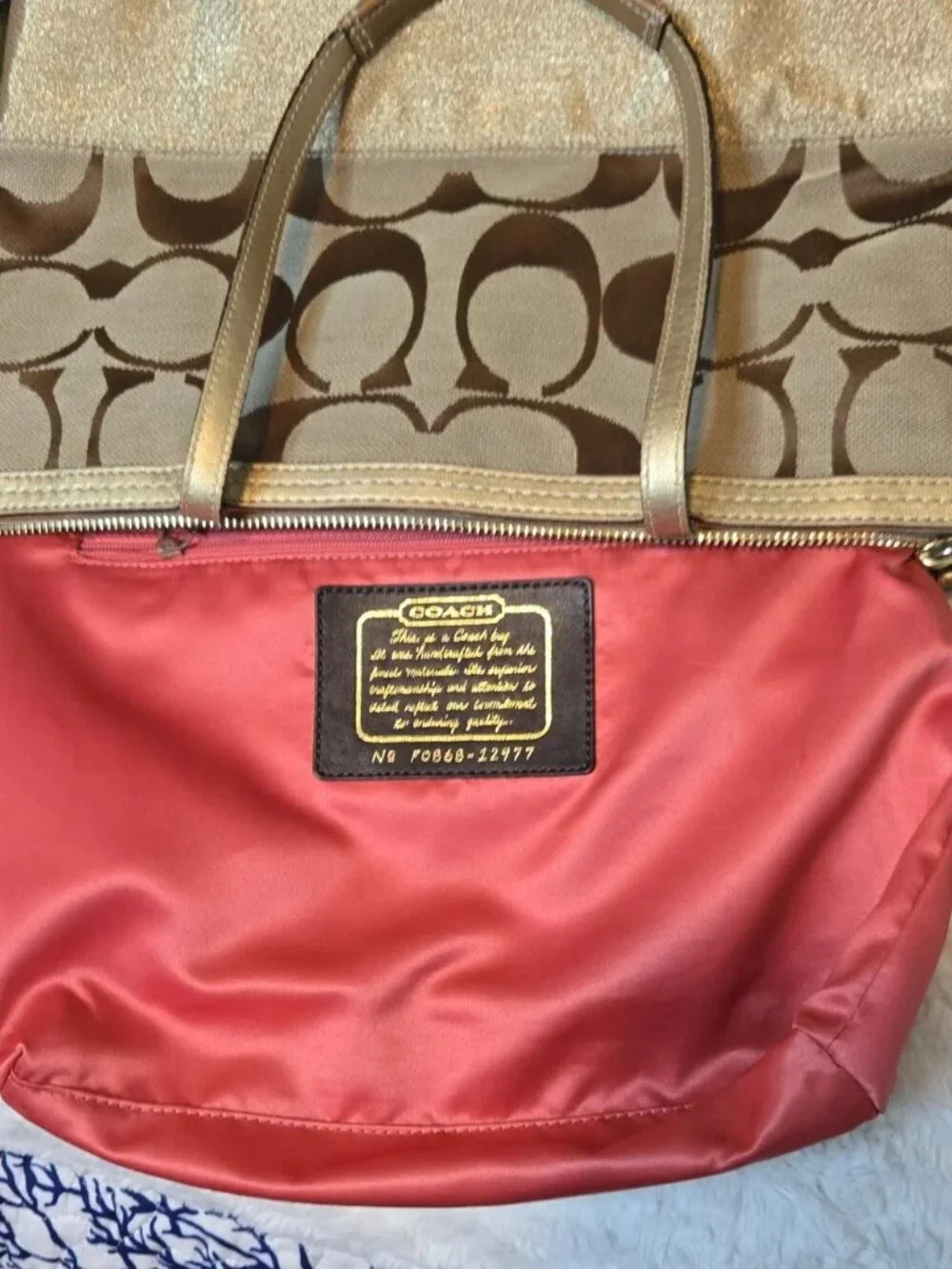 Coach Signature Canvas Tote in Gold and Brown